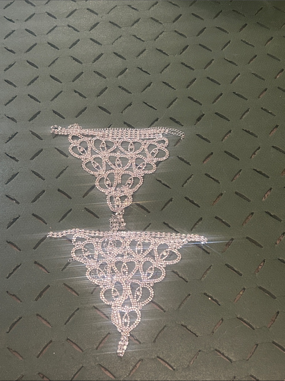 Source Unknown Silver Rhinestone crystal cheeky panty dancer  one size fits s m